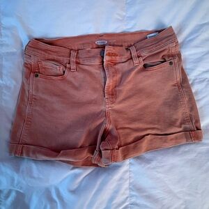 Old Navy Coral Denim Roll-Hem Shorts